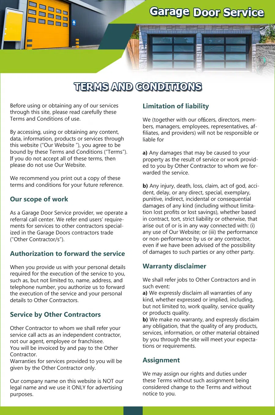 Garage Door 24 Hours Repairs Jamaica, NY 347-370-3034 - terms01